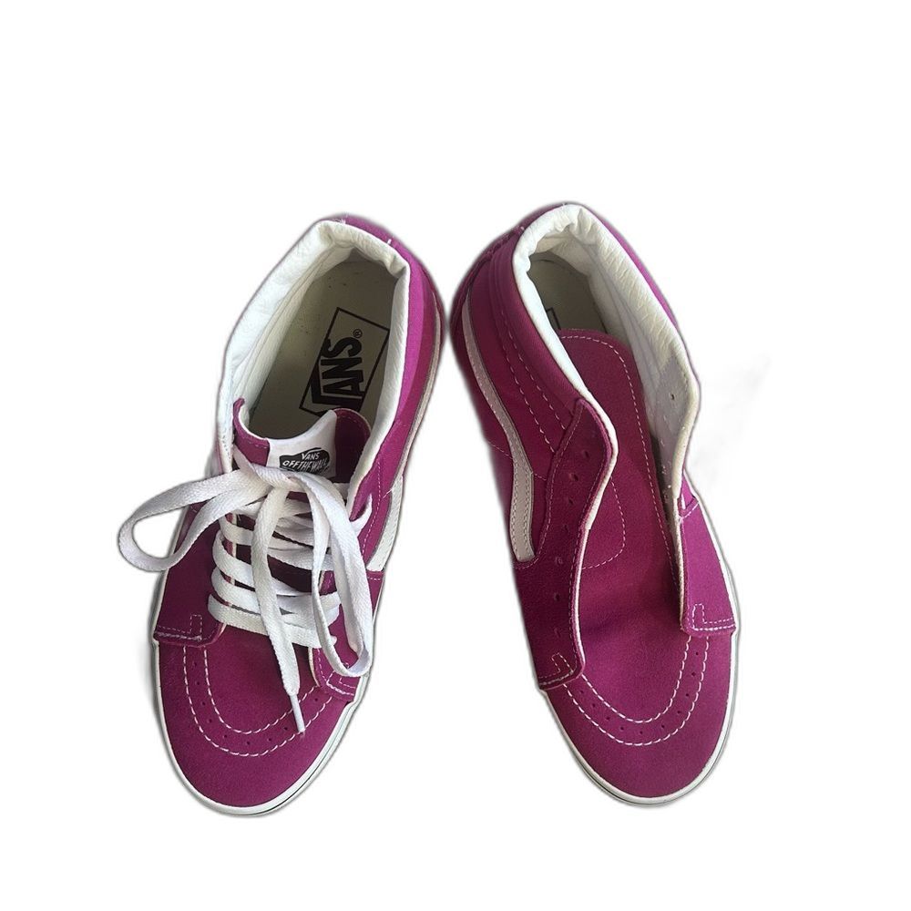 Vans high top tennis shoes New in box  Hot pink woman’s size  7.5